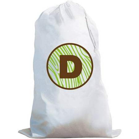 Personalized Zebra Laundry Bag, Green