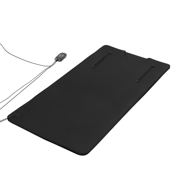 KFFKFF Infrared Sauna Blanket with Arm Openings, 71 x 35 in Portable Heating Bag, Uniform Heat for Home Relaxation & Detox, Adjustable Temperature & Timer, PU Leather Wrap with Towel Insert,Black