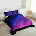 thumbnail image 3 of jejeloiu Outer Space Nebula Twin Comforter Sets,Pink Blue Ombre Bedding Set For Girls Reversible 2pcs, 3 of 8
