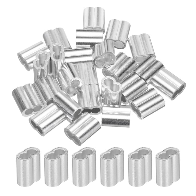 Uxcell 5/32" 4mm Aluminio Crimpado Manga Doble Ferrule para Cable de Acero, Paquete de 25
