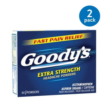 (2 Pack) Goody's Extra Strength Fast Pain Relief Aspirin Powder Stick Headache Powders, 50.0 (Best Headache Relief Medicine)