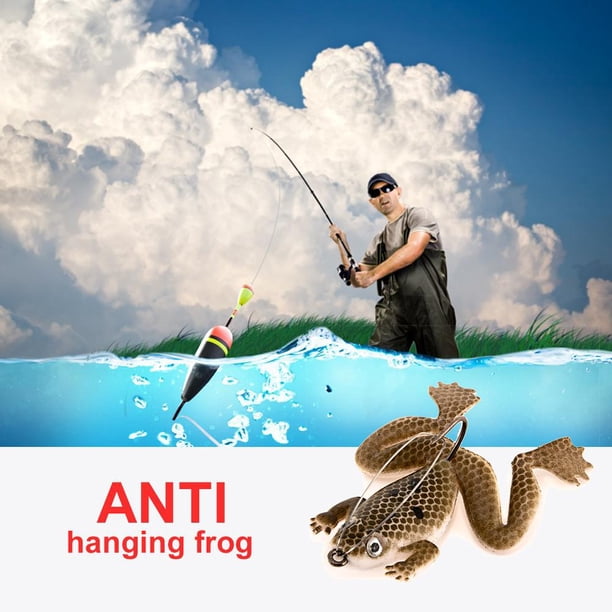 3D Frog Bionic Fishing Soft Lure Thunderfrog Black Fishing Bait (Marrón)