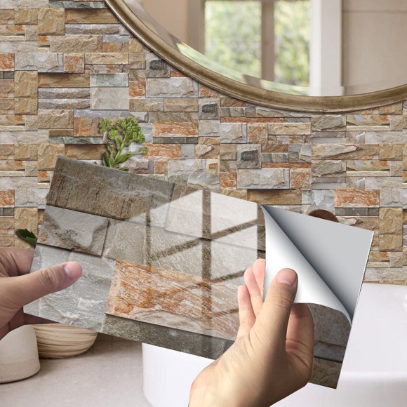 Dvkptbk Wall Decal Imitation Wall Tiles Crystal Film Tile Sticker Adhesive Floor Sticker Hot Home Decor on Clearance