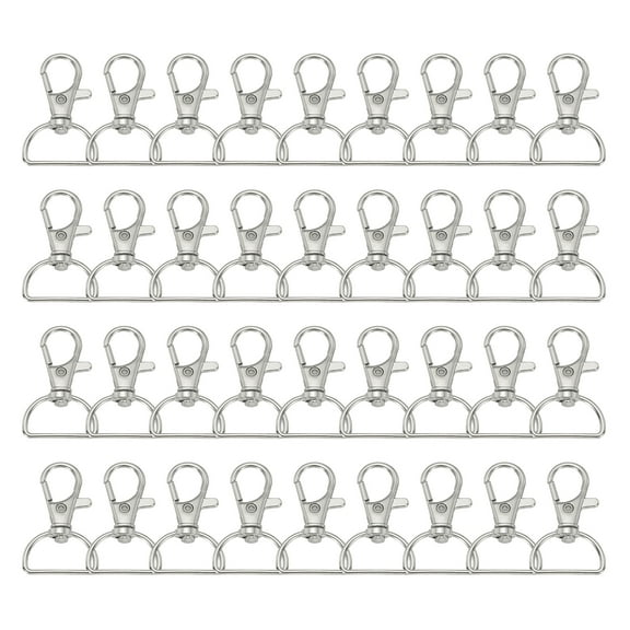 Uxcell 3/4 Inch 20 mm Swivel Lobster Clasp, 60 Pcs Metal Swivel Clasp Hooks Trigger Snap Clips Lanyard Claw Clasps with D Ring for Key Chain Making DIY Crafts Purse Hardware, Silver Tone