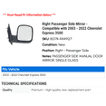 thumbnail image 2 of Right Passenger Side Mirror - Compatible with 2003 - 2022 Chevy Express 3500 2004 2005 2006 2007 2008 2009 2010 2011 2012 2013 2014 2015 2016 2017 2018 2019 2020 2021, 2 of 2