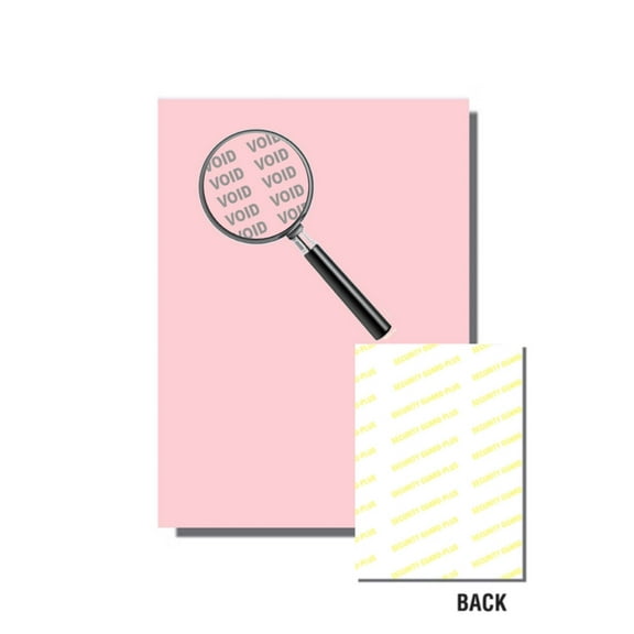 Laser Print Security Paper (SGP-25) with Single Check Perf, Hidden "VOID" Pantograph, Bond Red 24-lb, 8.5" x 11", 500 SHEETS / PACK