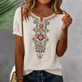 thumbnail image 2 of CONZONE Womens Summer Cotton Linen T-Shirts Short Sleeve T Shirts for Women Casual V Neck Graphic Lightweight Tees Soft Cozy Dailywear, 2 of 4