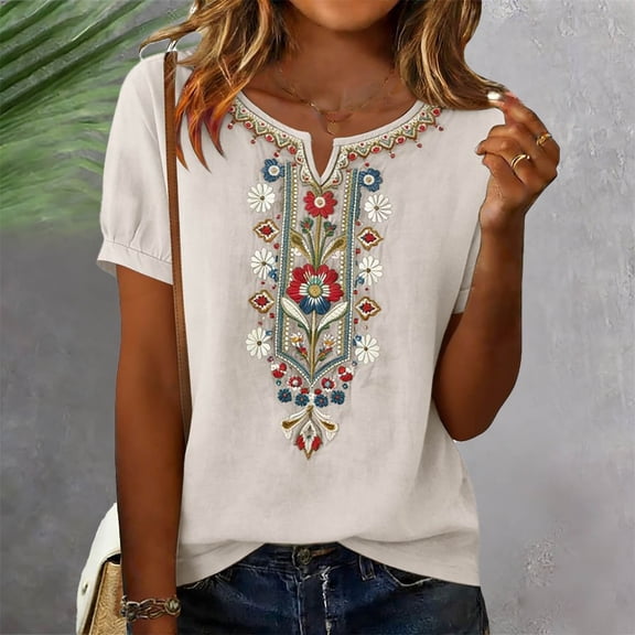 MAIHAN Womens Polo Shirts Short Sleeve Summer Tops 2026 Spring Trendy Casual Graphic Loose Tees Cute T Shirts Tops Crew Neck T Shirts for Women