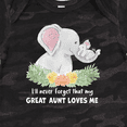 thumbnail image 4 of Inktastic I'll Never Forget That My Great Aunt Loves Me Cute Elephants Boys or Girls Baby Bodysuit, 4 of 5