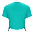 thumbnail image 6 of Women's Round Neck Short Sleeve Crop Tops Summer Trendy Drawstring Side Slim Fit Stretchy Y2K Cropped T Shirts, 6 of 6