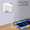 thumbnail image 4 of US Plug 5-Port Charger (3 USB C + 2 USB-A) 12W 5V/2.4A for Phones Tablets Mice Headphones - Multi-Device Charger with Overload Protection - White ABS, 4 of 7