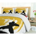 thumbnail image 5 of Ambesonne Japanese Duvet Cover Sets, Watercolor Style Ninja, 2-Queen, Vermilion Mustard, 5 of 7