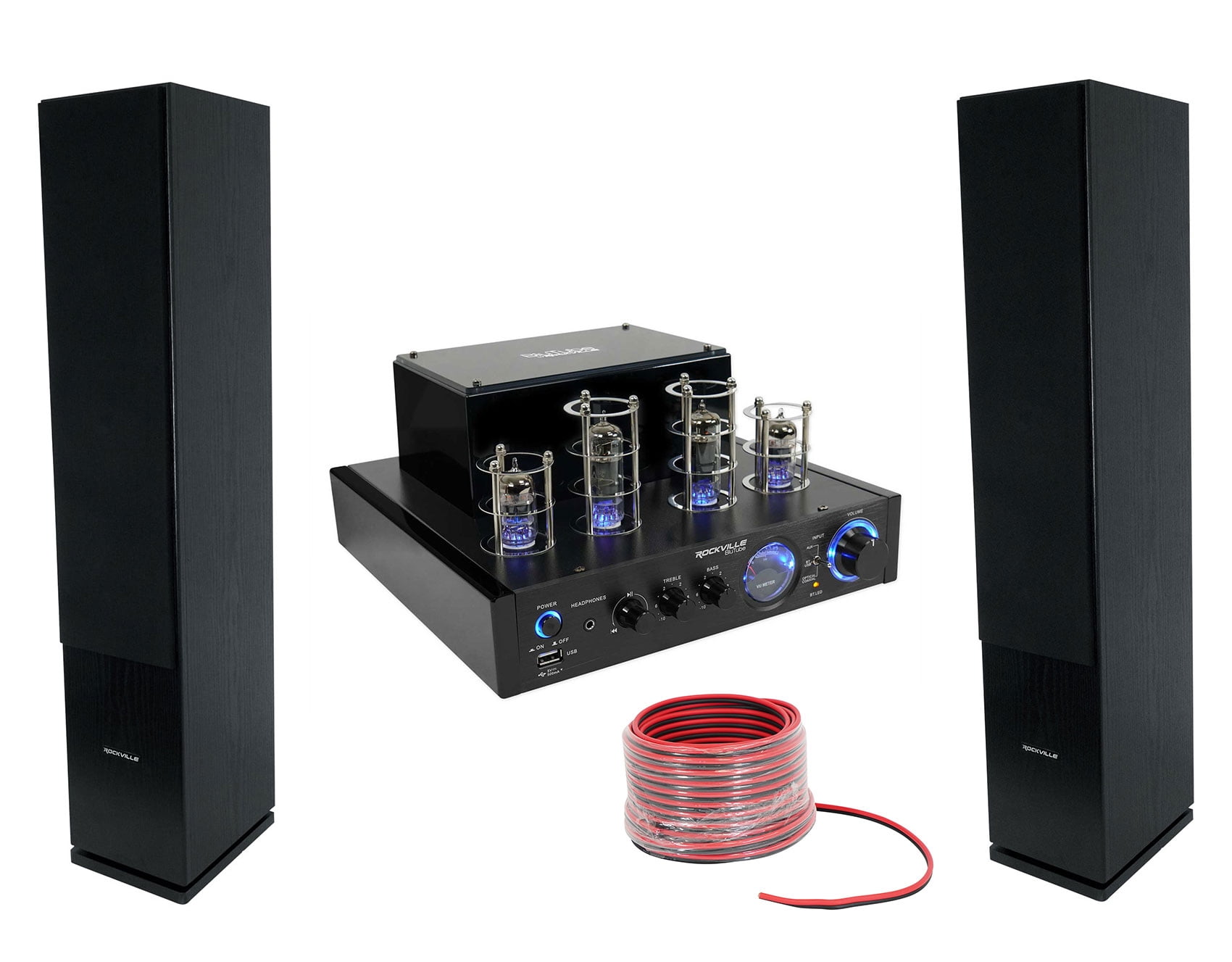 Rockville BluTube LED Bluetooth Tube Amplifier/Home Receiver+(2) Tower