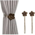 thumbnail image 3 of AUQ Curtain Holdbacks,Decorative Carved Curtain Clips,Magnetic Curtain Tiebacks,Customizable Waxed Cord Curtain Tie Backs for Curtains,Apricot,Flower, 3 of 3