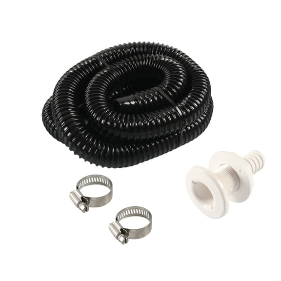 Marine Grade Bilge Accessory Assembly With 3/4 Inch ABS Drain 2 Hose Clamps And 6 Feet Flexible Tube For Boats