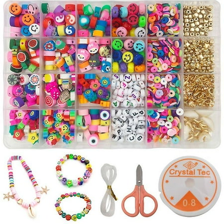 Clay Beads Set For Jewelry Making Diy Beaded Bracelet Necklace Accessories Kit Cute Fruit Smile Resin Beads Handmaking