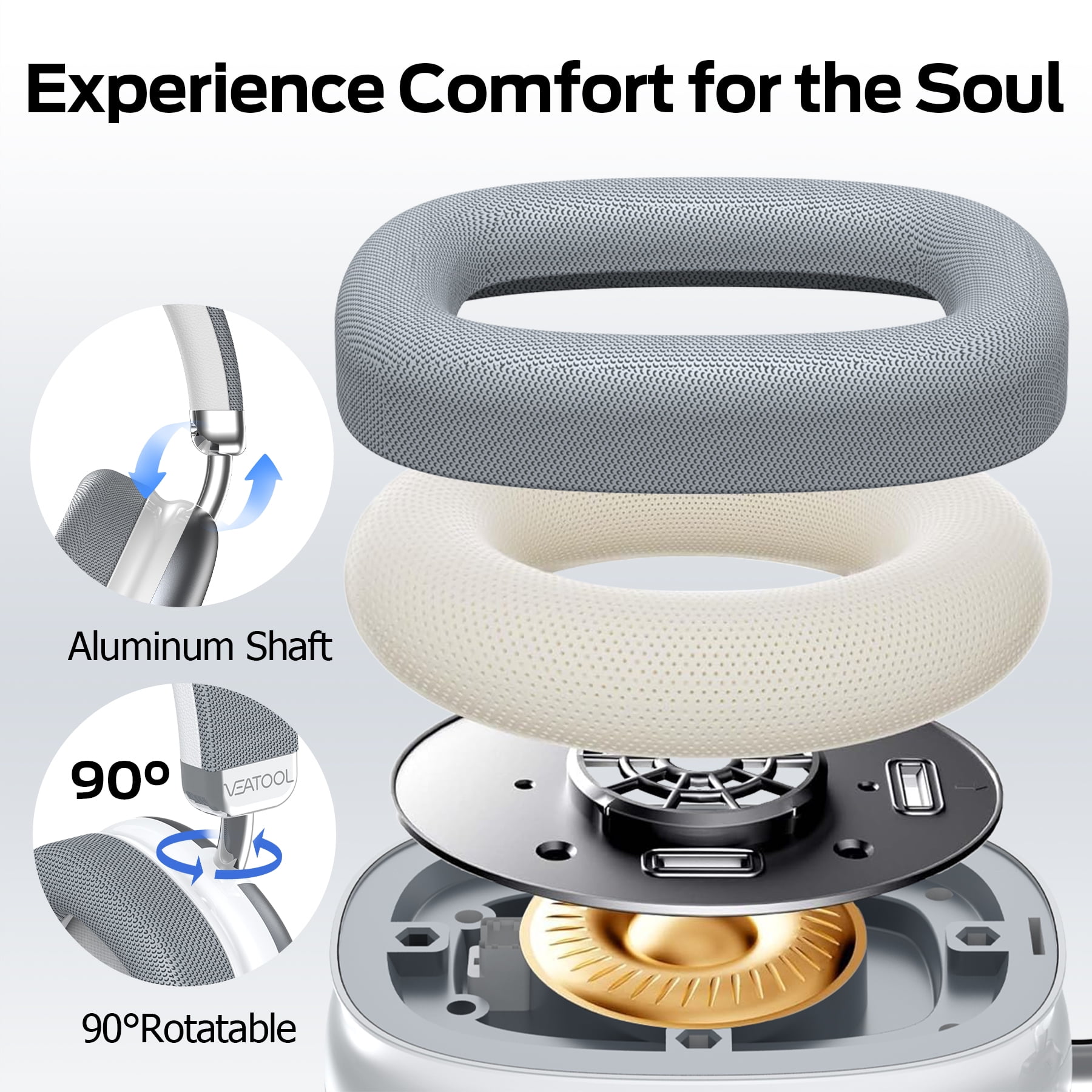 Bluetooth Headphones Over Ear, 65Hrs Playtime Wireless Headphones,Bass Boosted by 90%,Lightweight Headset with Deep Bass, Clear Call with 4 Noise Cancelling Mics,Low Latency for Travel Work Cellphone thumbnail 14