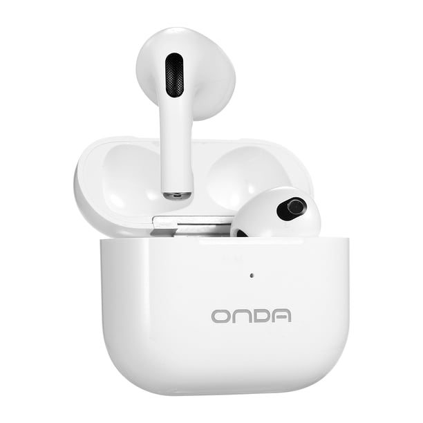 Auricular ONDA M4 Auriculares inalámbricos verdaderos Auriculares deportivos semi-en-oído BT5.0 Chip Llamada clara Fácil emparejamiento Control táctil inteligente Blanco ONDA Auricular