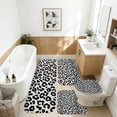 thumbnail image 2 of Black and White Leopard Print Bathroom Rug Set 4 Piece,Includes Contour,Lid Cover,Bath Mat,Non-Slip Extra Soft Absorbent Washable, 2 of 4