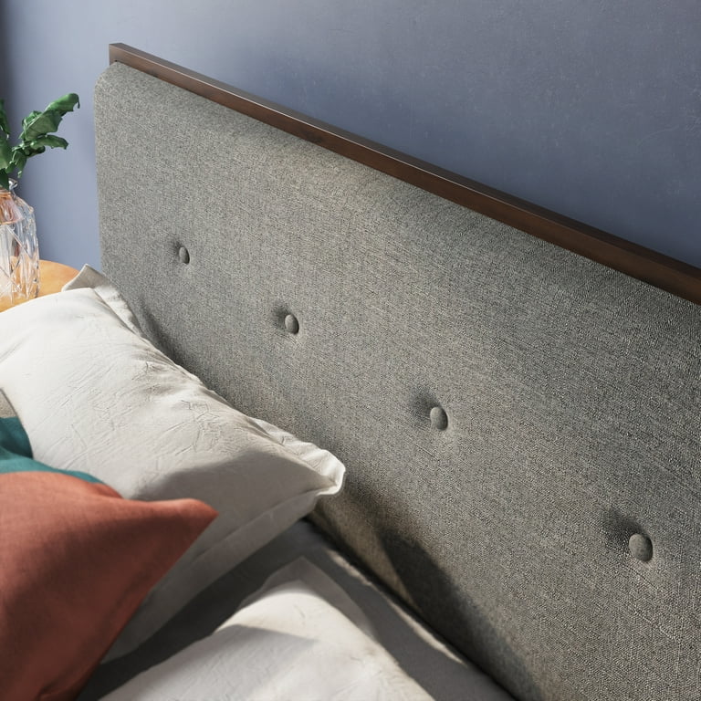 Zinus Moiz Wood Platform Bed Frame - Upholstered Headboard