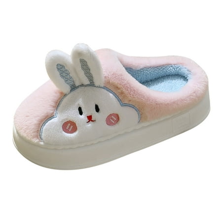 

YUHAOTIN Cozy Slippers for Women Indoor and Outdoor Fuzzy Couple Thick Bottom Cotton Slippers Autumn and Winter Home Cute Rabbit Plush Comfortable Warm Soft Bottom Non Slip Slippers