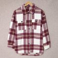 thumbnail image 3 of Bcresic Wool Jacket for Women Plaid Outwear Button Down Coats Long Sleeve Tshirt Lapel Jackets Comfy Fleece Outerwear Winter Warm Coat Fashion Clothes Clearance,Wine,Small, 3 of 6
