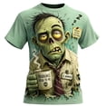 thumbnail image 3 of FASHOFT Halloween Shirt for Men Skeleton Pumpkin Zombie Gothic Novelty Graphic Tees Short Sleeve Crew Neck Funny Graphic T-Shirt Light Green L, 3 of 5