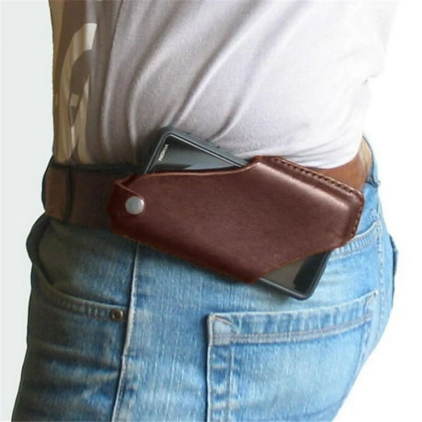 Riñonera EDC de cuero para exteriores para hombre, con hebilla de cinturón, para teléfono móvil, riñonera para teléfono móvil, riñonera para teléfono móvil