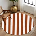 thumbnail image 3 of Burnt Orange Stripe Large Area Rugs for Bedroom Living Room, Soft Non Slip Carpet Bedside Rug, Farmhouse Striped Abstract Art Round Floor Cover Kitchen Accent Rug 8' for Dining Room/Office, 3 of 9
