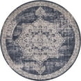 thumbnail image 1 of Unique Loom Chateau Medallion Rustic Rug 8' x 8' Round Navy Blue/Beige, 1 of 1