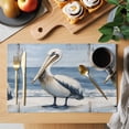 thumbnail image 2 of Coastal Pelican Placemats Set of 4 Modernism Art Oil Painting Birds Place Mats Indoor Wipeable Table Mats Washable Cloth Dining Table Placemats for Kitchen Holiday Party Home Decor 13x19 Inch, 2 of 9