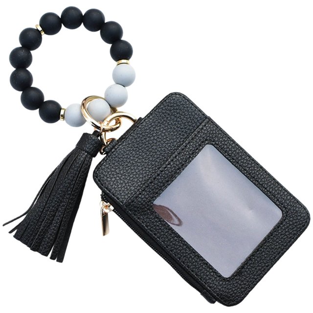 Card Purse Keychain Boho Beaded Wristlet Wallet Pattern Boho Style Beaded Tassel Keychain Wallets For Credit Card Holder Purse Keychains Stylish Key Holder Versatile Portable