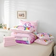 thumbnail image 5 of Homewish Girly Pink Unicorn Twin Bedding Sets 7-Piece for Kids, Kawaii Stars Rainbow Cloud Bedding Comforter Set, Cartoon Animal Reversible Sheet Sets, Lightweight Room Decor, 5 of 7