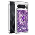thumbnail image 2 of Funda para Google Pixel 8 Pro 5G con Brillo Líquido Flotante, Purpurina, Parachoques y Anillo Giratorio Soporte, 2 of 5
