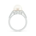 thumbnail image 2 of ANGARA Freshwater Cultured Pearl and Coffee Diamond Halo Ring in 14K White Gold for Women | June Birthstone, Birthday, Anniversary, Jewelry Gift for Women | Pearl Ring, 2 of 9