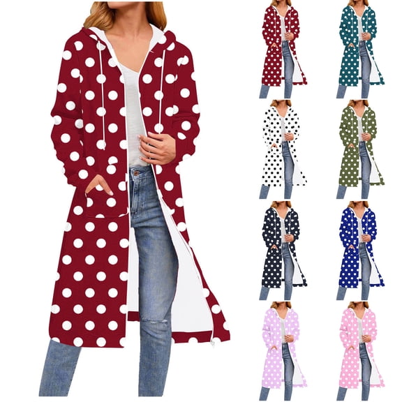 Bovxnpu Women's Fall Jacket Zip Up Hoodies Long Sleeve Long Tunic Sweatshirts Oversized Fleece Casual Coat with Pocket Women's Classic Long Sleeve Drawstring Hooded Zippered Long Pocket Sweatshirt