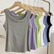 thumbnail image 2 of Sexy transpirable Yoga gimnasio deportes chaleco mujer Fitness Running Crop Top chaleco sin mangas Color sólido tejido manga corta Tops ShirtOne tamaño Gao Jinjia LED, 2 of 2