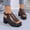 #0023-Brown, variant on Women's Chunky Heel Sandals, Crisscross Openwork Strap Peep Toe Shoes, Rivet Embellished Platform High Heels, Versatile Summer Edgy Casual Footwear Gift