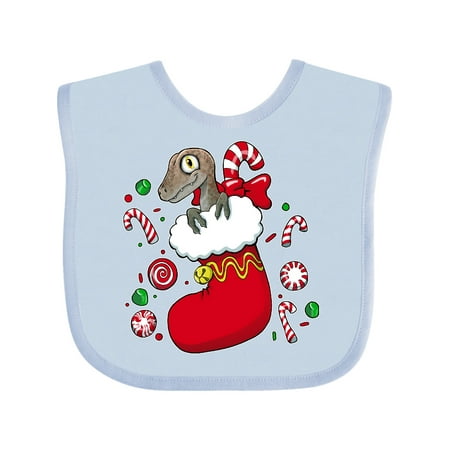 

Inktastic There s a Dinosaur in my Christmas Stocking with Candy Canes Gift Baby Boy or Baby Girl Bib