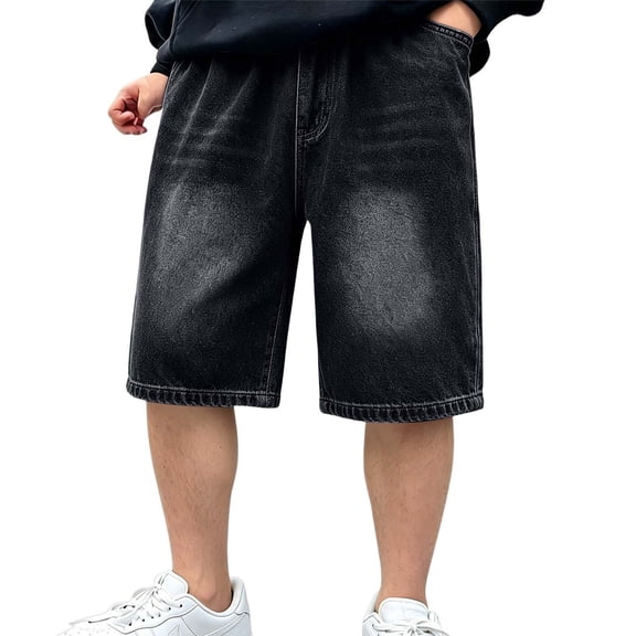 Weebloom Kids Boy'S Baggy Jorts Cargo Wide Leg Solid Color Classic Casual Shorts Lightweight Comfortable Jean Shorts Denim Shorts 5-6 Years