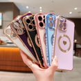 thumbnail image 6 of for iPhone 14 Pro Max Case Magnetic, Cute Heart Phone Case for Women Men Luxury Plating Full Camera Lens Protect Soft Silicone Shockproof Bumper for iPhone 14 ProMax Case 6.7" (Black), 6 of 11