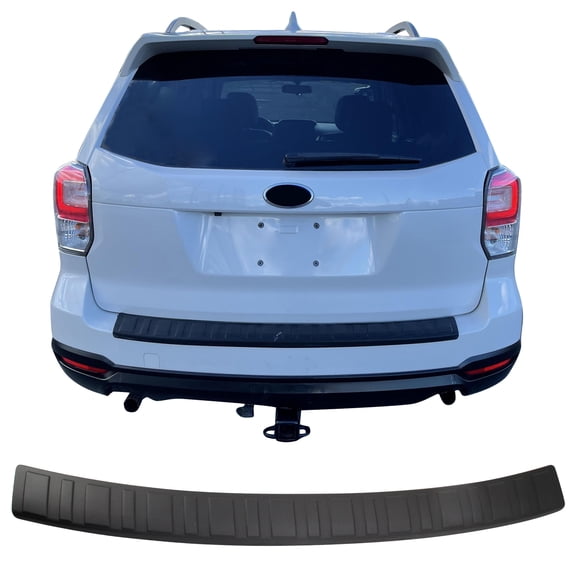 Ikon Motorsports Rear Bumper Sill Cover Protector Step Plate Pad Guard For 2014-2018 Subaru Forester Textured Black PP Polypropylene E771SSG3