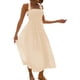 thumbnail image 4 of VISgogo - Vestido sin mangas para mujer, color sólido/estampado, busto fruncido, escote cuadrado, espalda abierta VISgogo  moda, 4 of 7