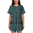 thumbnail image 1 of Fotbe Mandala Conjunto de Pijama Estampado para Mujer, 2 Piezas, Ropa de Dormir con Camiseta de Manga Corta y Shorts Suaves-Medium, 1 of 6