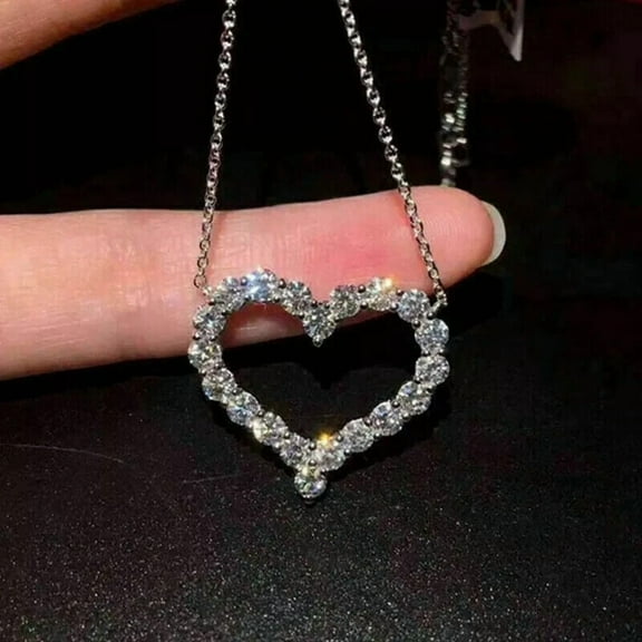 2 Carat Heart Shape Lab-Created Diamond Pendant Necklace 14K White Gold Finish