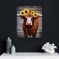 thumbnail image 4 of COMIO Sunflower Highland Cow Wall Art: Funny Farm Animal Canvas Picture Painting, Rustic Farmhouse Artwork Decor Bathroom Decoration, Cute Brown Cattle Poster Print for Home Kitchen Bedroom, 4 of 4
