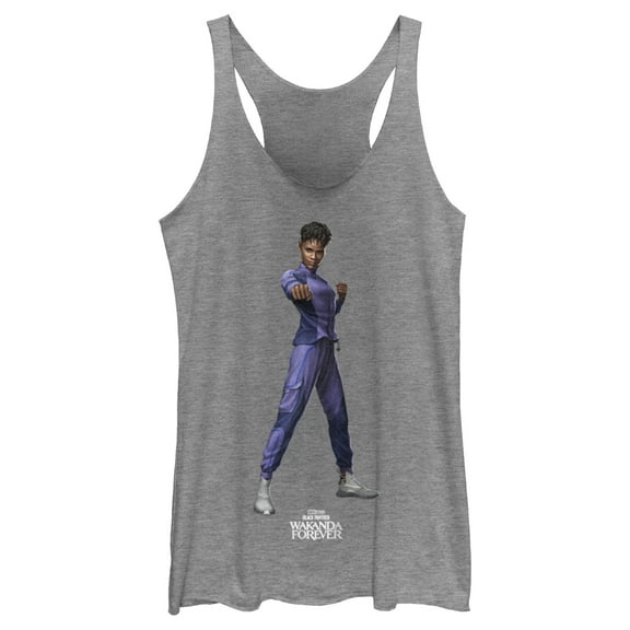 Women's Black Panther: Wakanda Forever Shuri Action Pose  Racerback Tank Top Gray Heather X Small