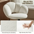 thumbnail image 5 of Beran7 Boucle Upholstered Desk Chair Cloud-Shaped Vanity Chair Adjustable Home Office Computer with Rolling Wheels for Living Room, Bedroom，White, 5 of 12