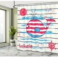 thumbnail image 4 of Ambesonne Cartoon Shower Curtain, Fish Sailor Marine Sea, 69"Wx70"L, Cream Red Blue, 4 of 4
