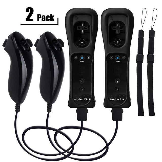 Wii Remote Controller and Nunchuk, Wii Remote Plus Controller Motion Plus with Nunchuck Wii Remote Control Joystick Wii Remote Game Control with silicone cover, wrist strap for Wii / Wii u